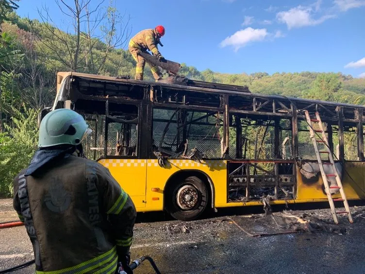 Beykoz’da iett otobüsü alev alev yandı