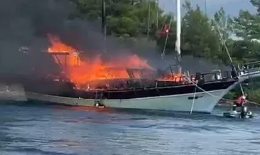 Göcek'te tekne yangını #mugla