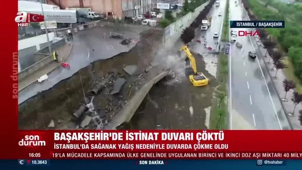 SON DAKİKA: İstanbul Başakşehir'de İstinat duvarı çöktü! Olay yerinden ilk görüntüler