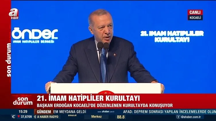 Cumhurbaşkanı Erdoğan, 21. İmam Hatipliler Kurultayı'nda açıklamalarda bulundu