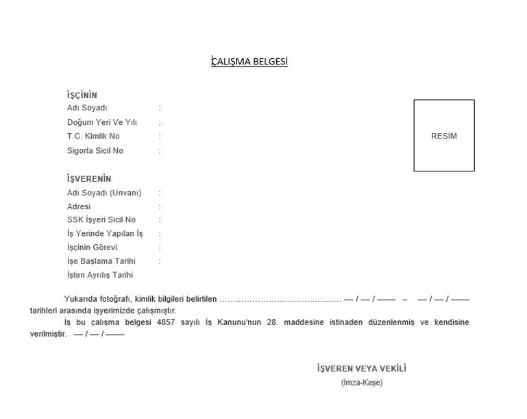 calisma izin belgesi nedir