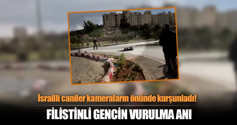 İsrail askerlerinin Filistinli protestocuyu vurma anı kamerada!
