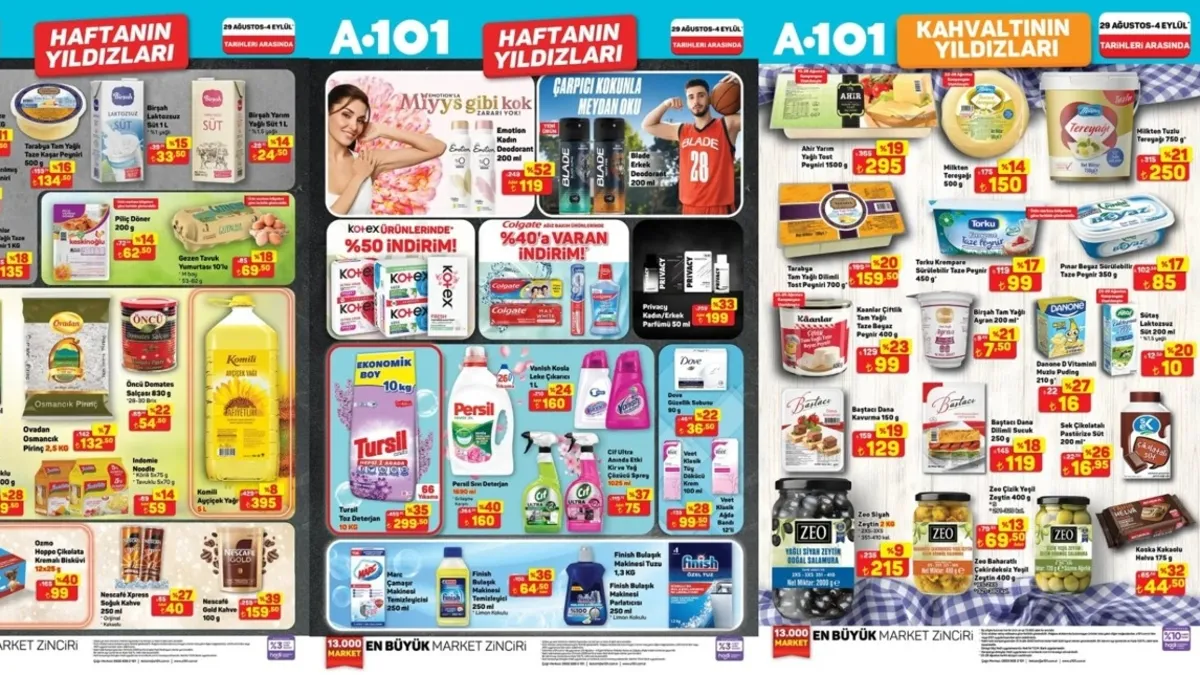 A101 İNDİRİMLERİ! 4 Eylül’e kadar geçerli A101 aktüel fırsatı devam ediyor! Yoğurt, peynir, deterjanlar... bu fırsatlar kaçmaz