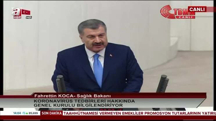 Sağlık Bakanı Koca'dan TBMM'de flaş corona virüsü açıklaması | Video