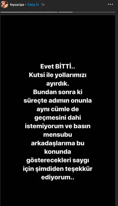 Feyza Çıpa ve Kutsi'nin 7 yıllık aşkı kötü bitti! Düğünleri koronavirüs engeline takılmıştı Feyza Çıpa böyle duyurdu...