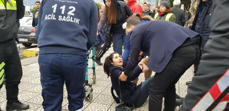 Genç kadını çelme takarak, yere düşürdü