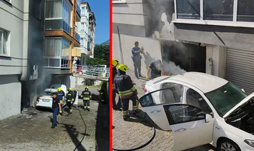 Bolu’da korkutan yangın! Garajı saran alevler otomobile sıçradı: Yaralı var! #bolu