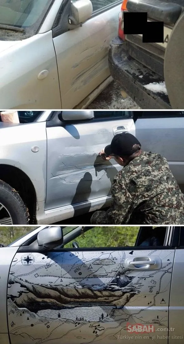 Kazalı aracına yaptığıyla şaşkına çevirdi! Sosyal medyanın konuştuğu olay