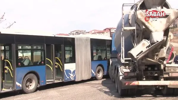 Belediye otobüsü ile beton mikserinin çarpışma anı kamerada | Video