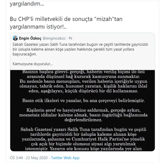 Sabah Gazetesi Yazarı Salih Tuna'dan CHP'li Engin Özkoç'a ince cevap! - 2