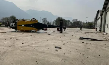İtalya’nın Bolzano kentinde facianın eşiğinden dönüldü! Polis helikopteri kalkış sırasında kaza yaptı!
