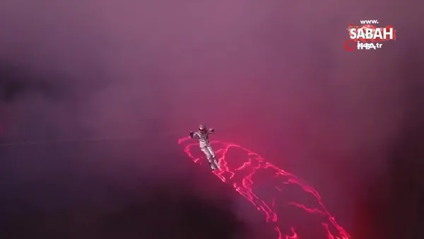 Brezilyalı maceraperest, bin 187 derece sıcaklıktaki lav gölü üzerinden geçti | Video