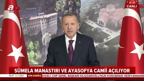 Son dakika: Cumhurbaşkanı Erdoğan'dan Sümela Manastırı ve Ayasofya Cami'nin açılış töreninde önemli açıklamalar | Video