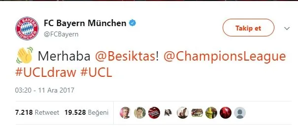 Bayern Münihli futbolculardan Beşiktaş paylaşımı