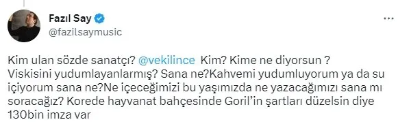 Muhalefetin Fazıl Say imtihanı; Muharrem İnce'ye 'GORİL' benzetmesi
