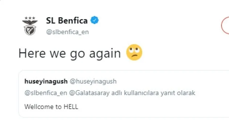 Benfica’dan Galatasaray’a ’cehennem’ göndermesi