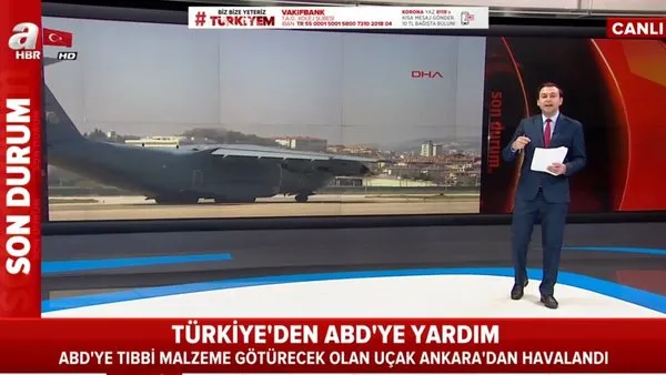 Son dakika: ABD'ye Türkiye'den corona virüsü yardımı götüren A400M tipi askeri nakliye uçağı havalandı | Video
