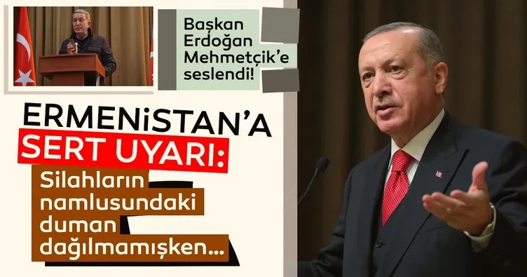 Son dakika: Başkan Erdoğan Azerbaycan’daki Mehmetçik’e Akar’ın telefonundan seslendi! Ermenistan’ı böyle uyardı