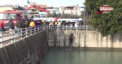 Seyhan Nehri’nde bulunan erkek cesedi vinçle çıkarıldı | Video
