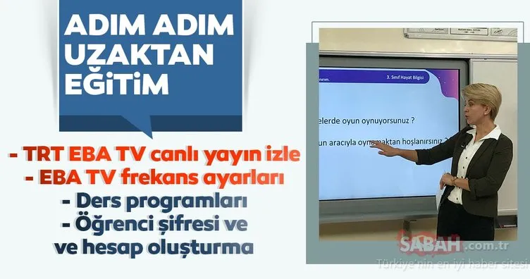 EBA TV canlı yayın izle: Uzaktan eğitim hangi kanalda? TRT EBA TV frekans nasıl ayarlanır? EBA giriş ile öğrenci şifresi alma!