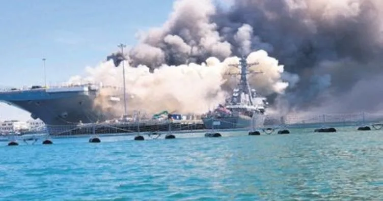 ABD savaş gemisi yandı