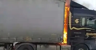Kereste yüklü TIR alev aldı