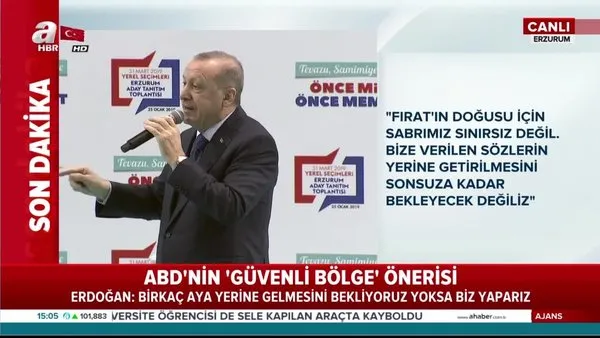 Cumhurbaşkanı Erdoğan'dan Erzurum'da önemli açıklamalar!