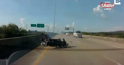 Motorsiklet sürücüsü öyle bir kaza yaptı ki!