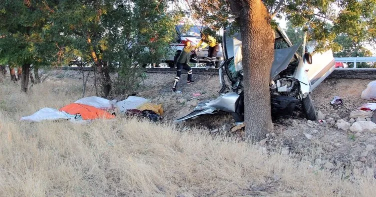 Ticari araç ağaca çarptı: 1 ölü, 3 yaralı