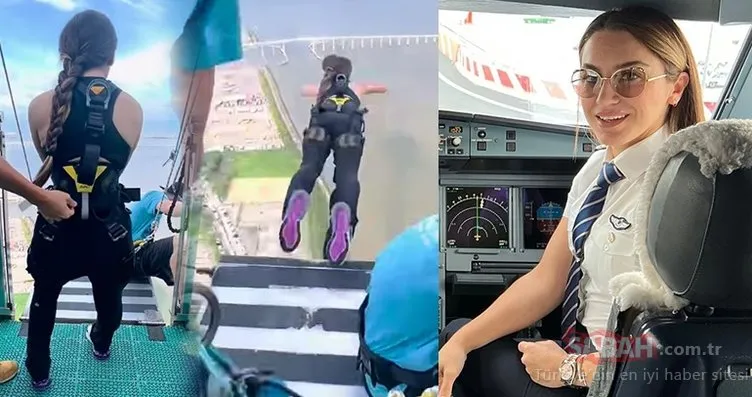 Sabri Sarıoğlu’nun adrenalin tutkunu pilot eşi Yağmur Sarıoğlu 233 metreden atladı! ’Gökyüzünde uçan, düşmekten korkar mı?’