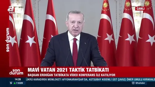 Cumhurbaşkanı Erdoğan'dan Mavi Vatan 2021 Tatbikatı'na video konferans ile katıldı (6 Mart 2021 Cumartesi) | Video