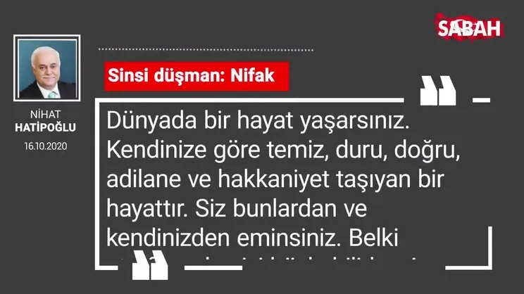 Nihat Hatipoğlu 'Sinsi düşman: Nifak'