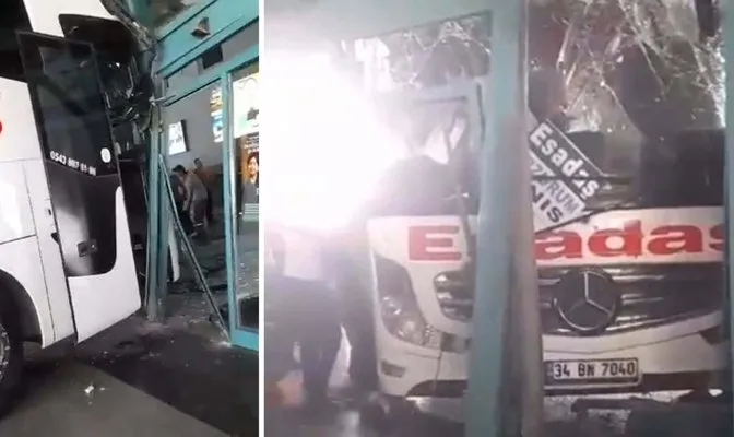 İzmir’de otogarda kaza: Yolcu bekleme alanına çarptı!
