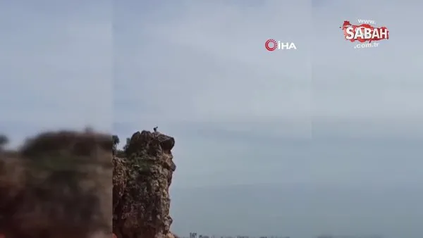 Antalya’da uçurumun kenarında ölüme meydan okuyan bayram pozları | Video