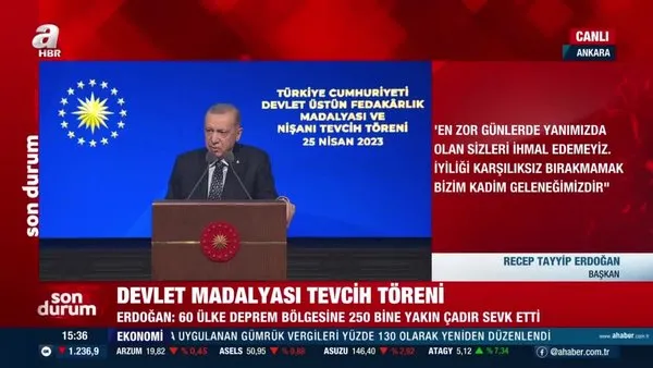 Başkan Erdoğan'dan Devlet Üstün Fedakarlık Madalyası Tevcih Töreni'nde önemli açıklamalar | Video