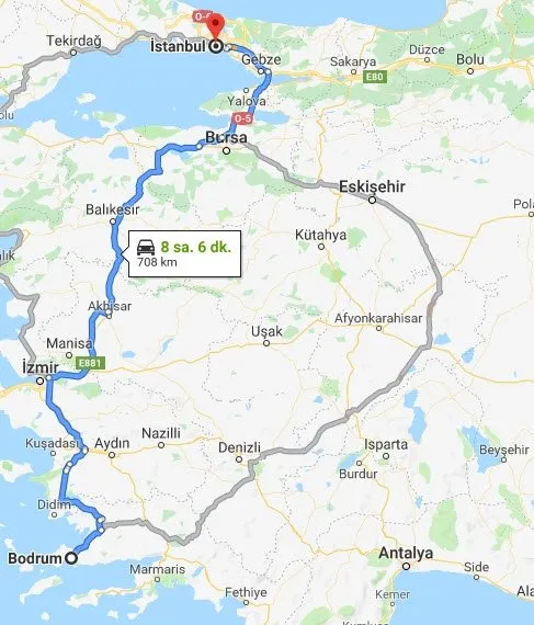 bodrum istanbul arasi kac km kac saat ucak otomobil ve otobusle kac saatte gidilir son dakika yasam haberleri