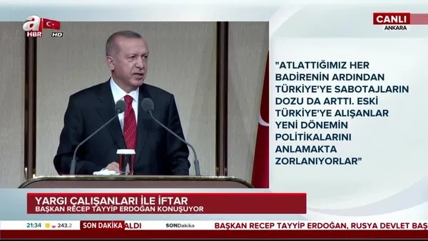 Başkan Erdoğan, yargı çalışanları ile iftar programında konuştu