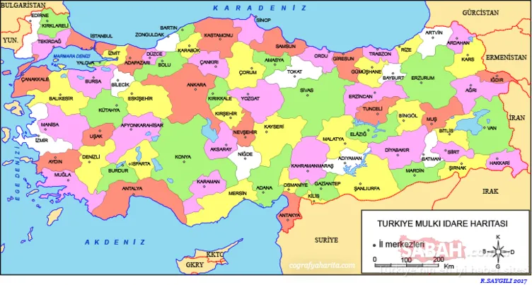 TÜRKİYE HARİTASI | Renkli, fiziki, siyasi Türkiye Haritası BURADA