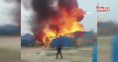 Tarım işçilerinin kaldığı çadırlar alev alev yandı | Video