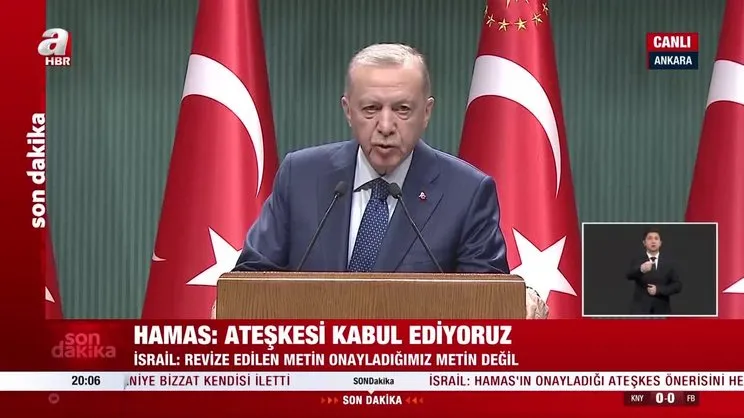 Kabine Toplantısı sonrası Başkan Erdoğan'dan önemli açıklamalar: Hamas'ın ardından İsrail de aynı adımı atmalı