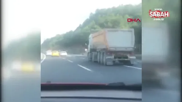 120 km hızla makas atarak ilerleyen hafriyat kamyonu kamerada | Video