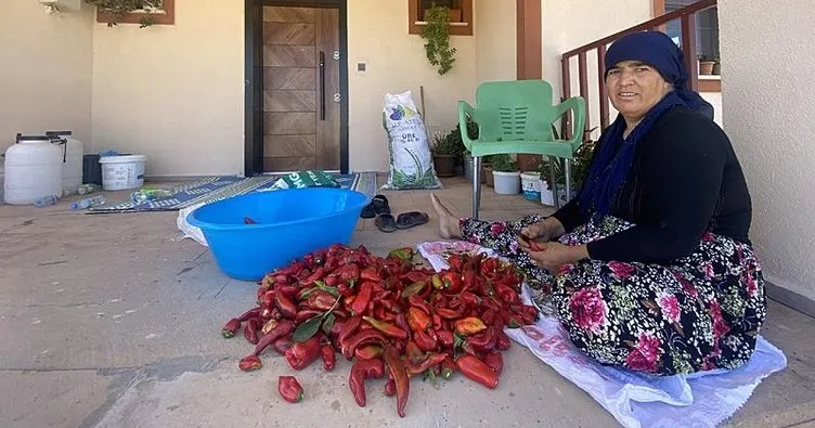 Yeni evinde ilk salçasını yaptı