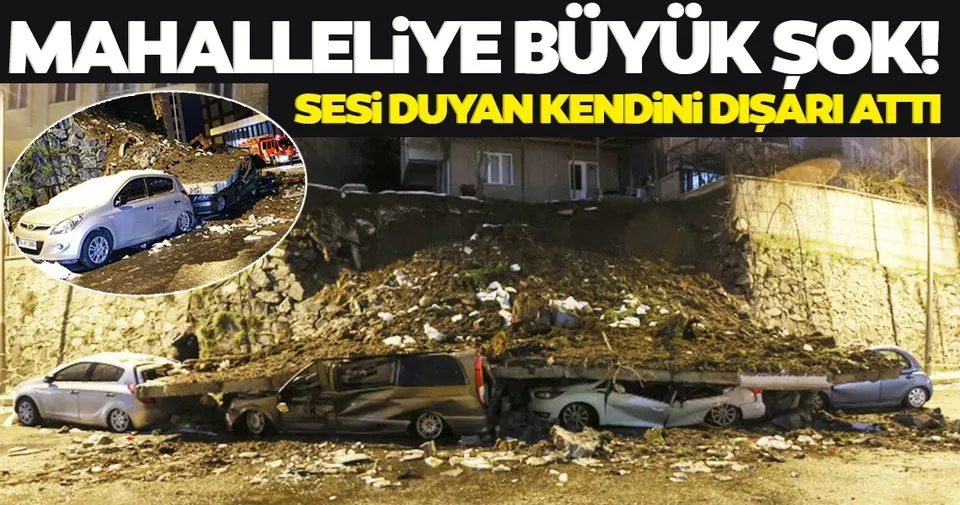 Son dakika Kağıthane�de istinat duvarı çöktü! 4 araç hurdaya çıktı Son dakika Kağıthane�de istinat duvarı çöktü! 4 araç hurdaya çıktı
