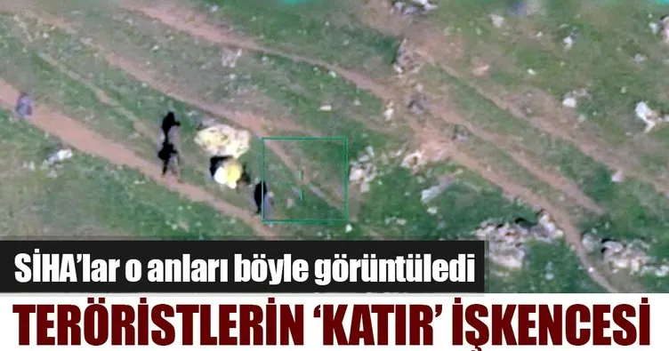 PKK’lı teröristlerin katırlara yaptığı işkenceyi SİHA’lar görüntüledi!
