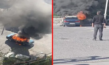 Kağıthane’de korkutan yangın! 4 gün önce park ettiği otomobil alev alev yandı