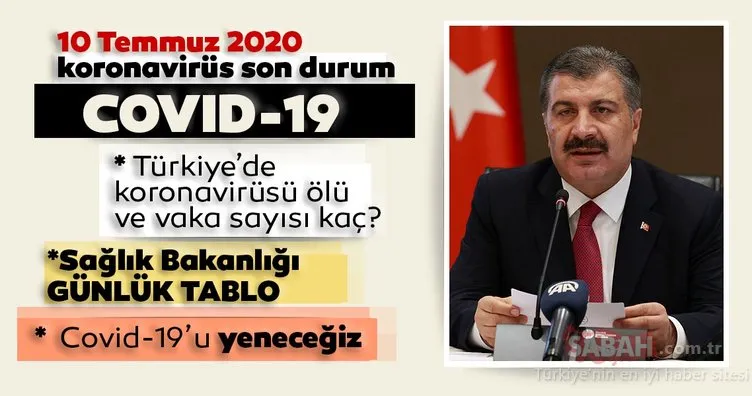 SON DAKİKA: Türkiye'de corona virüsü ölü ve vaka sayısı kaç oldu? 10 Temmuz Sağlık Bakanlığı Türkiye corona virüs ölü ve vaka sayısı son durum!