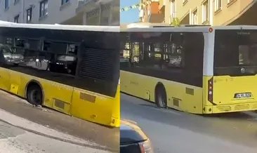 Maltepe’de İETT otobüsü çukura düştü