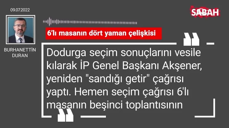 Burhanettin Duran | 6’lı masanın dört yaman çelişkisi