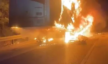 Adana'da korkutan yangın: Et yüklü dorse bir anda alev aldı! #adana