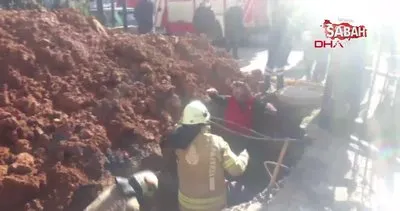 İstanbul Ümraniye’de kanalizasyon çalışmasında bir işçi toprak altında kaldı | Video